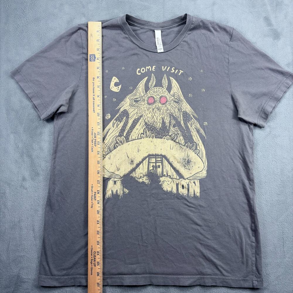 Mothman "Come Visit" T-Shirt Size Large Brown Cotton Cryptic Point Pleasant, WV - Picture 4 of 6